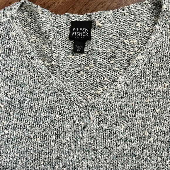 Eileen Fisher Silk Sweater- Size Medium Petite Gray/ Blue Tones- - Picture 7 of 7